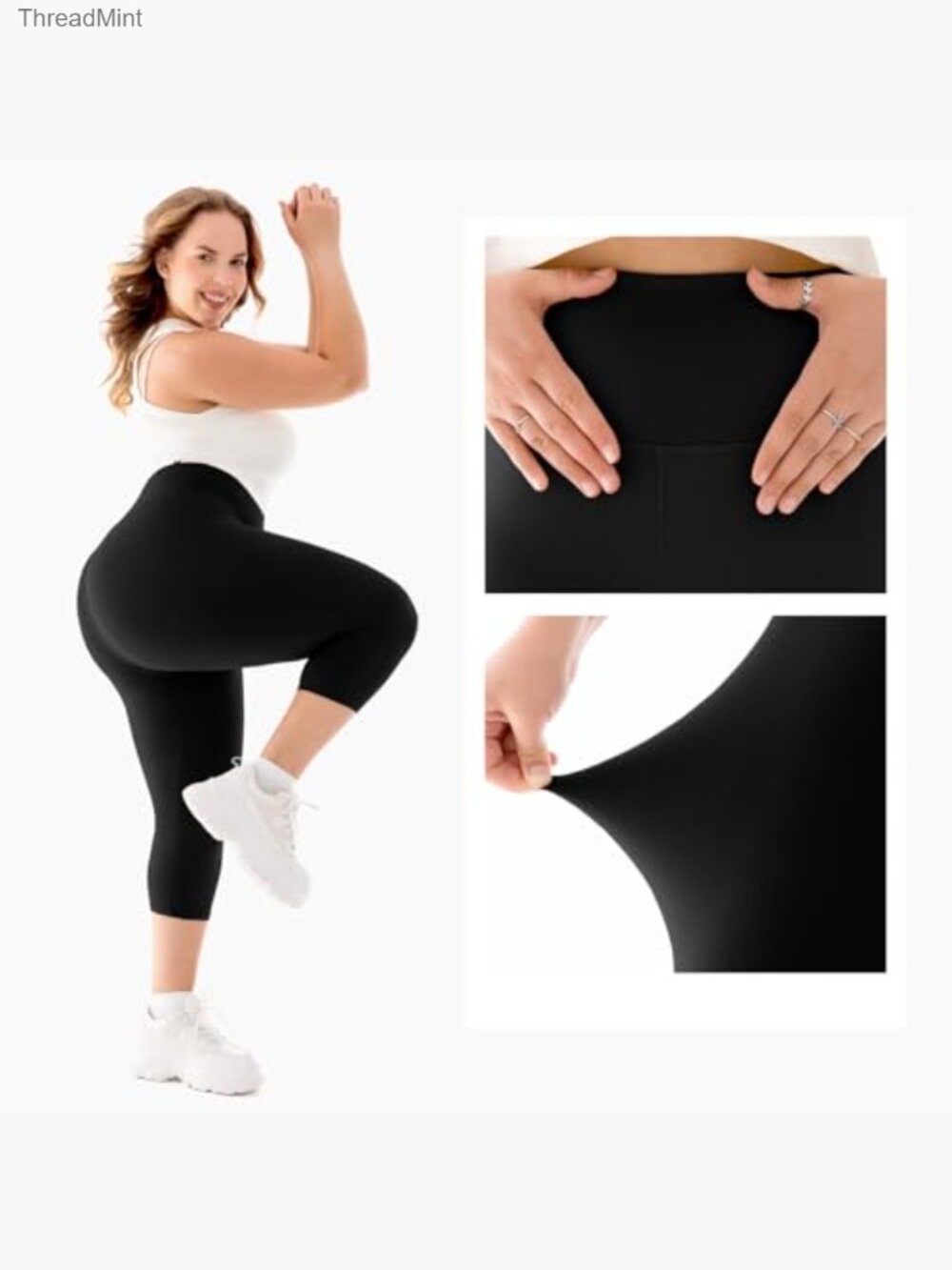 Buttery Soft Plus Size Capri Leggings Yoga Workout Capris - Picture 3 of 6